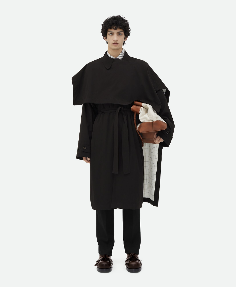 BOTTEGA VENETA Cotton Silk Cape With Check Lining